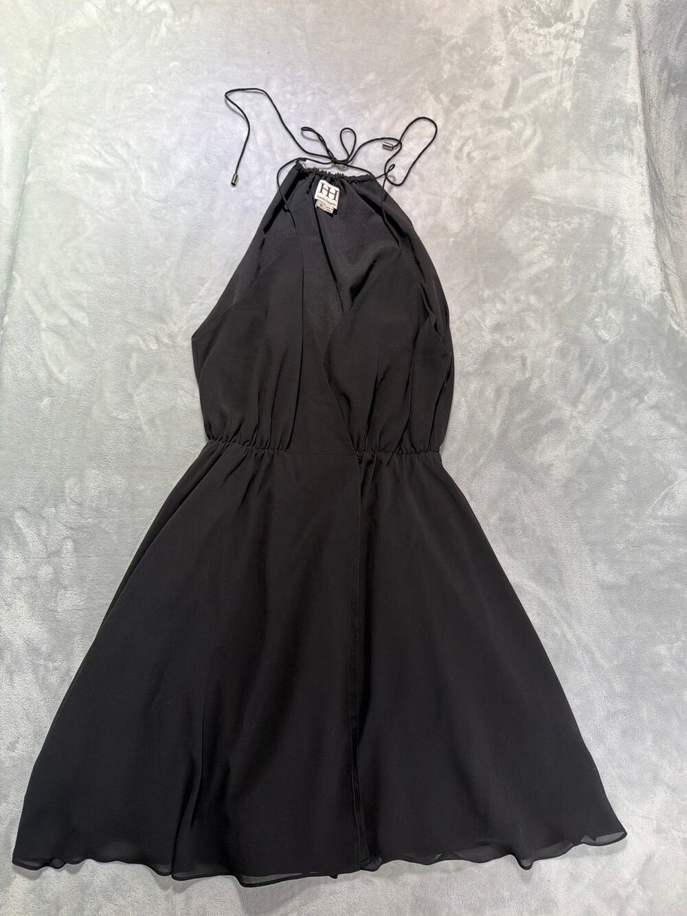 Haute Hippie Little Black Chiffon Halter Neck Mini Dress – Size S